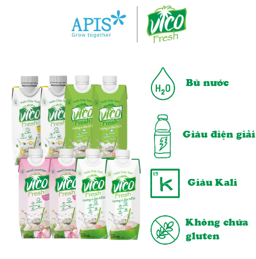 Combo 8 hộp nước dừa vico fresh 330ml