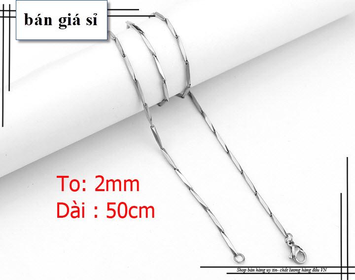 [HCM]Dây Chuyền Nam Titan Đảm Bảo Không Đen Không Rỉ Sét Giá Hủy Diệt - Kiểu Hỏa Tiễn - 2 mm