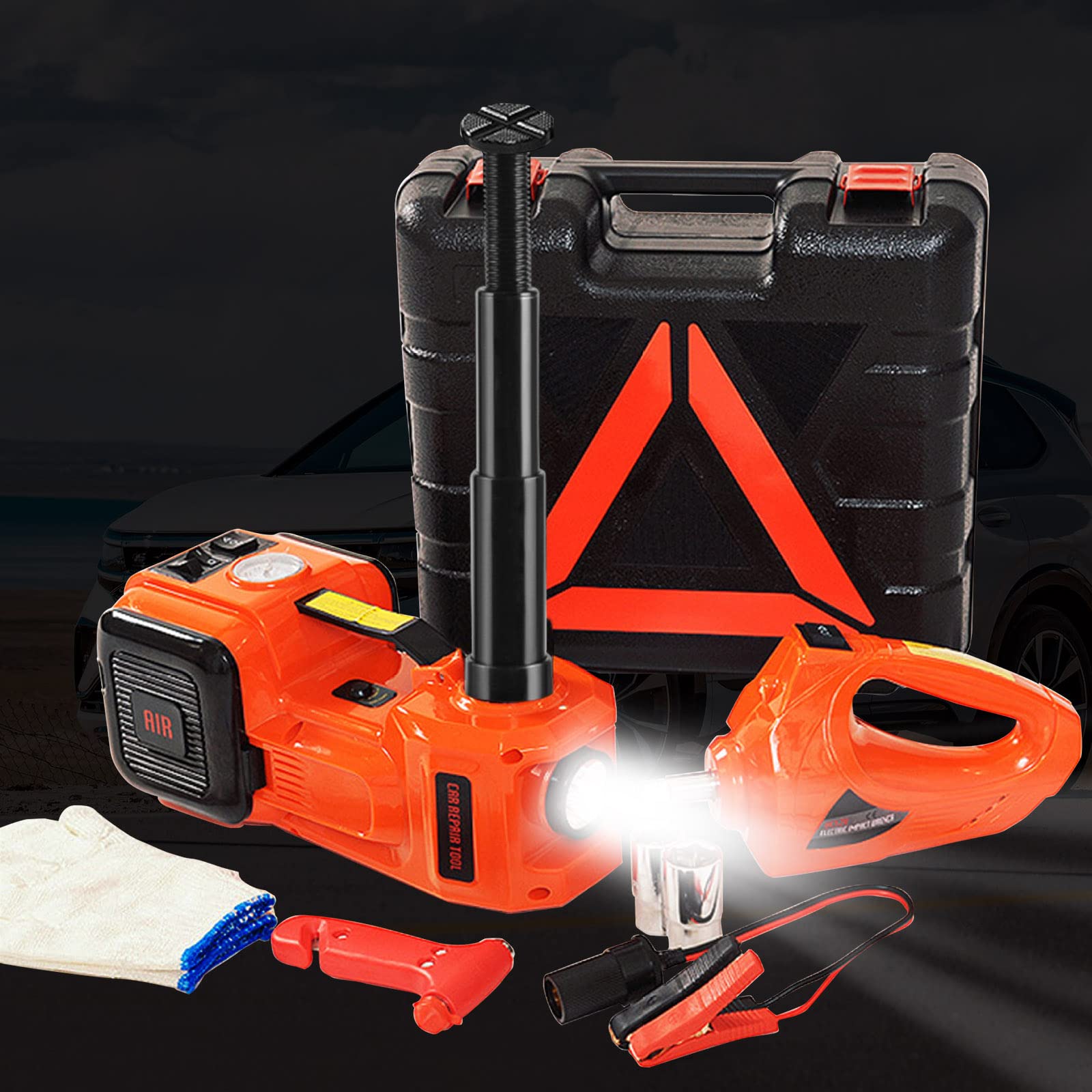 Bộ Kích nâng gầm ô tô 5 tấn dùng pin 12V màu cam