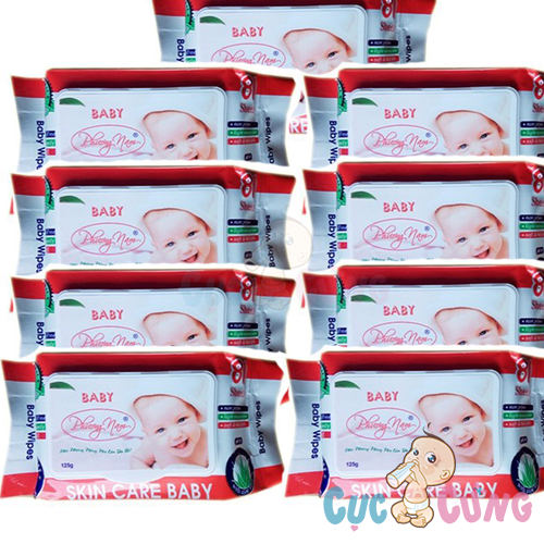 Combo 9 bịch khăn giấy ướt Baby Phương Nam 80gr - Không Mùi