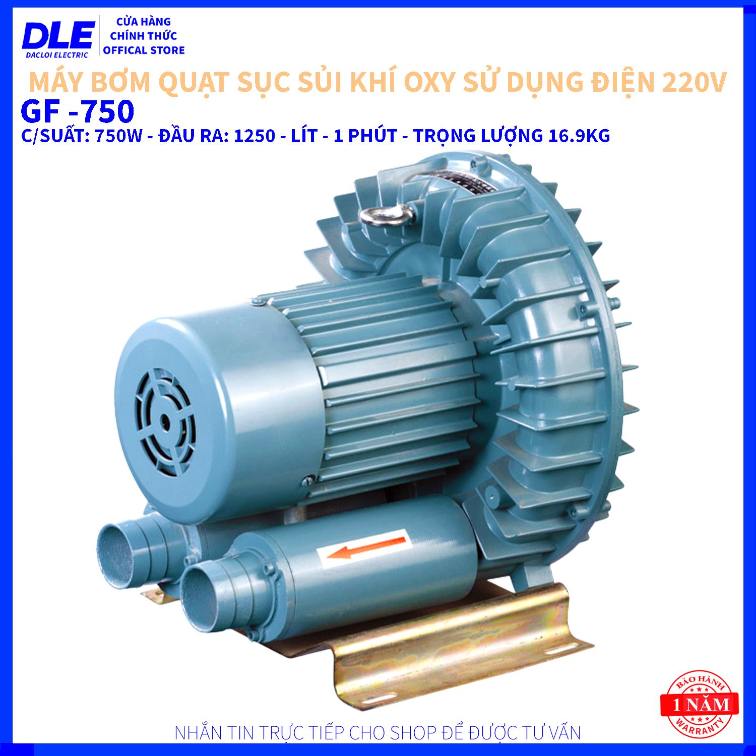 Máy bơm sục sủi quạt thổi khí oxy resun gf - 750 - công suất 750w