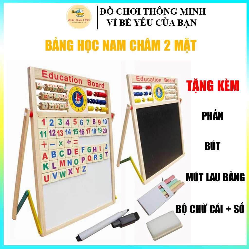 Bảng từ 2 mặt luyện viết học phép tính cho bé Education Board tặng kèm 4 quà tặng