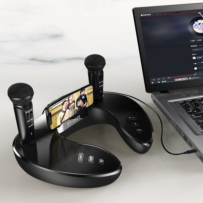 [ SIÊU PHẨM KARAOKE ] Loa Karaoke Blutooth, Loa Bluetooth Karaoke Không Dây Xách Tay Gía Rẻ, Loa Karaoke Mini Kèm 2 Micro ST-2020 Âm Thanh Cực Hay, Bass Siêu Đỉnh, Màn Hình Led Cực Ngầu, Hỗ Trợ Bluetooth 5.0 Khoảng Cách 10m. BH 12 Tháng.