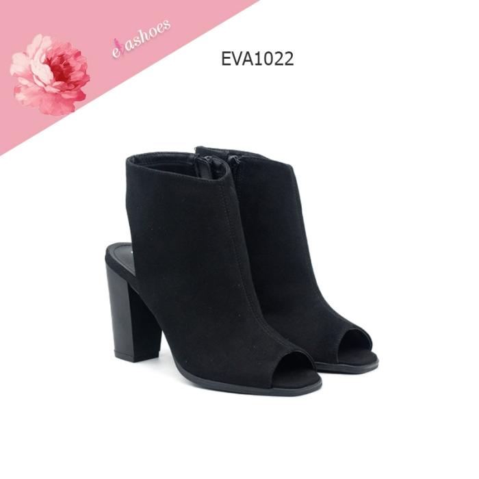 Boot cao gót hở mũi đế vuông da lộn 7cm evashoes - eva1022