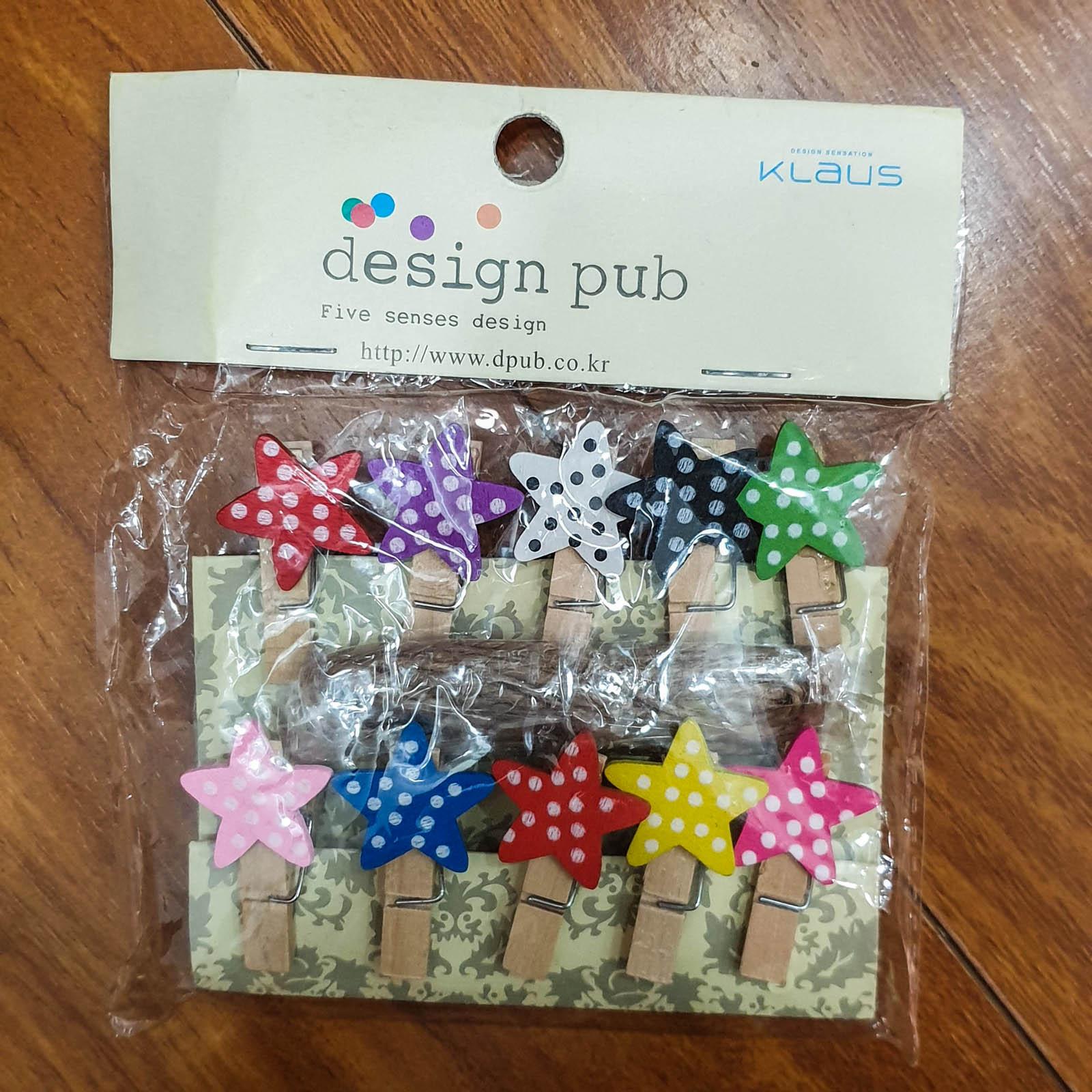 [HCM]Bộ 10 kẹp gỗ hình NGÔI SAO 10 MÀU siêu cute (tặng dây thừng) để kẹp ảnh trang trí nhà cửa trang trí tường