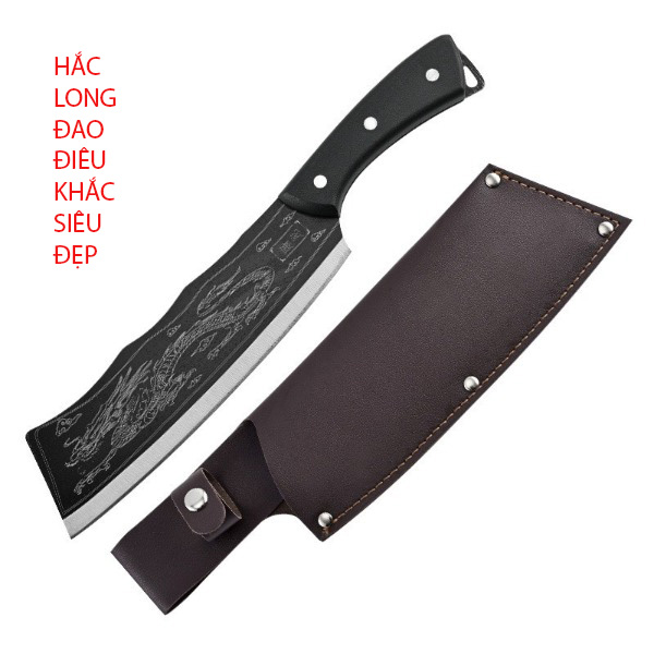 Dao Hắc Long Chặt Thái Cao Cấp Điêu Khắc Nổi Vân Rồng Dày Dặn