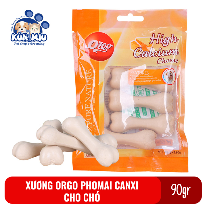 Xương Gặm Cho Chó Orgo 90Gr Gói 5 Thanh Hình Xương Vị Phô Mai Bổ Xung Canxi, Giúp Sạch Răng