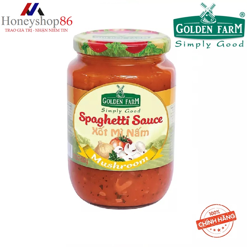 Sốt mì spaghetti nấm golden farm hũ 820g honeyshop86