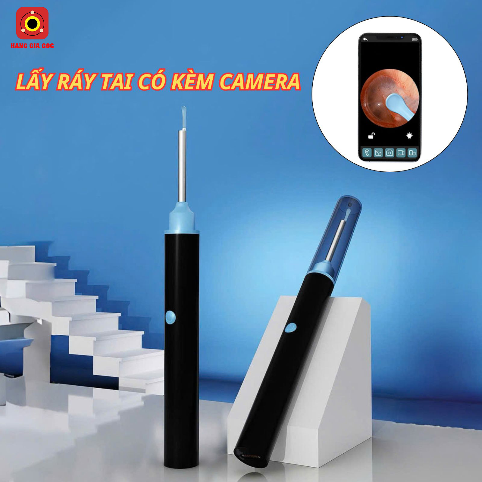 Thiết Bị Lấy Ráy Tai V109-1S Có Camera Sắc Nét, Kết Nối Wifi, 6 Đầu Silicon, Chống Nước, An Toàn Dễ Sử Dụng