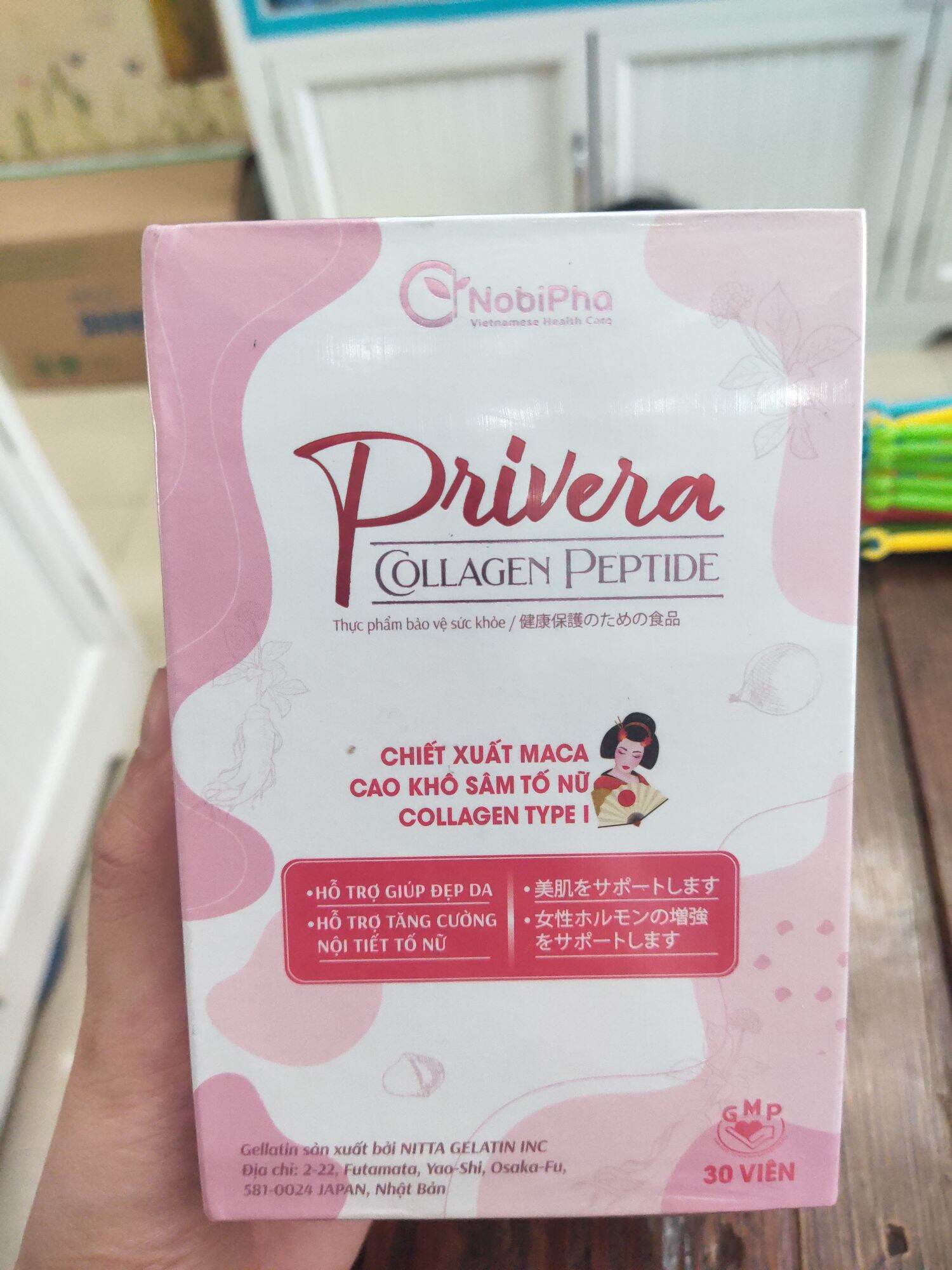 Viên uống Privera Collagen Peptide - Cân bằng nội tiết tố. Hộp 30 viên