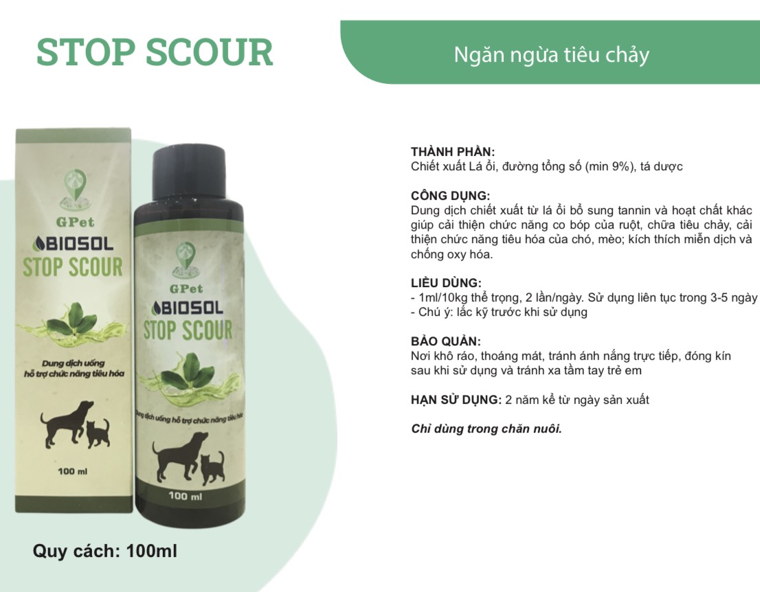 [BIOSOL-STOP SCOUR] 100% chiết xuất từ lá ổi, cải thiện chức năng tiêu hóa💧giảm tiêu chảy cho Chó Mèo