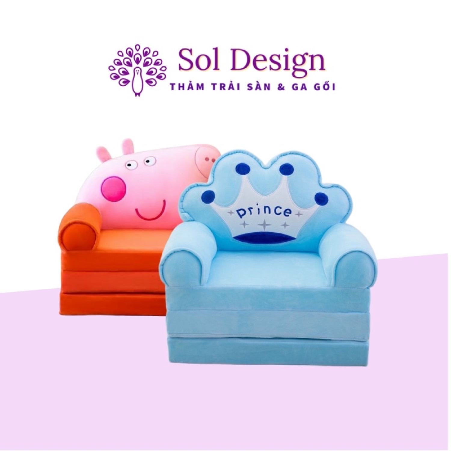 Ghế lười, ghế đệm gấp sofa giường 3 tầng hình thú đáng yêu cho bé