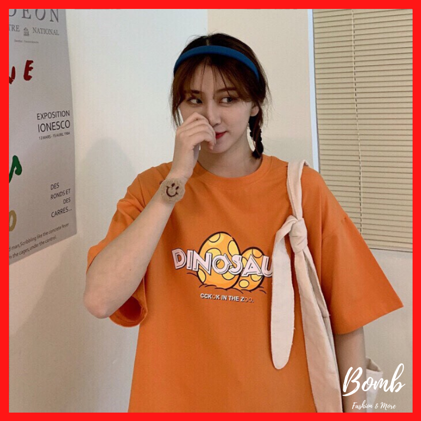 Sale! Áo thun tay lỡ dáng rộng dinosaur đáng yêu, áo phông tay lỡ dáng thụng trendy 2020 - Bomb Unisex