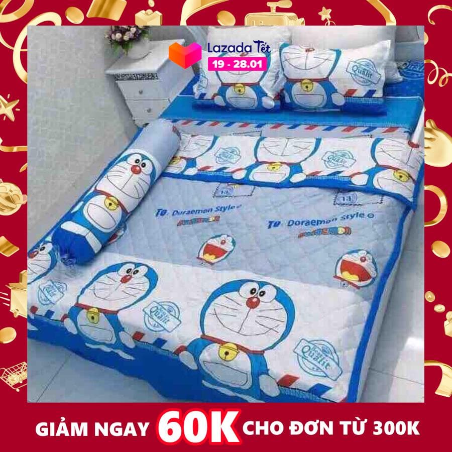 (FreeShip MAX) Trọn Bộ Chăn Ga Gối Combo 5 Món , Doremon Thư -kovico  drap giường, ga giường, ra giường, drap trải giường,ga trải giường, drap trải giường đẹp ga trải giường cưới, bộ ga trải nệm mát, ga giường cưới,Ga giường spa