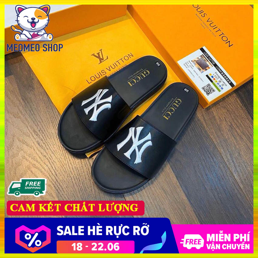 Dép nam Guccii đế đúc cao 2,5cm siêu cấp Thêu NYY mới về hè 2023 DÉP NAM QUAI NGANG