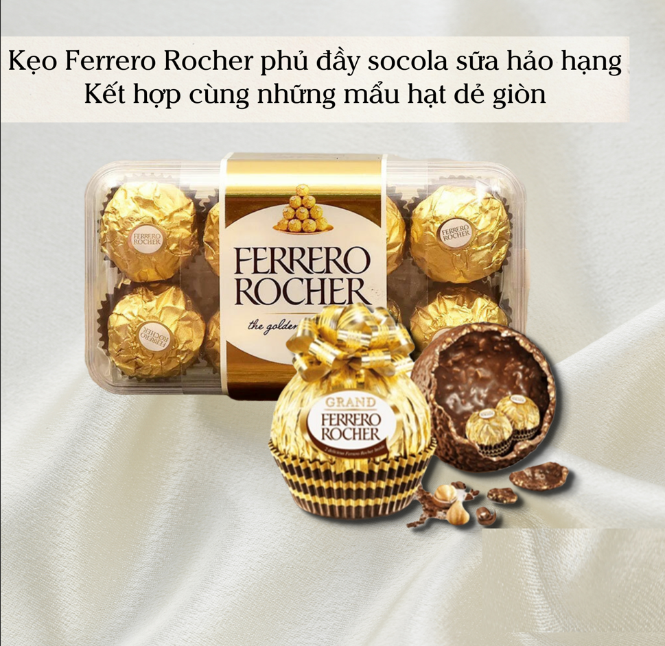 Socola Ferrero Rocher 16 Viên-hộp 200g Nhập khẩu chính hãng Xuất xứ Châu Âu