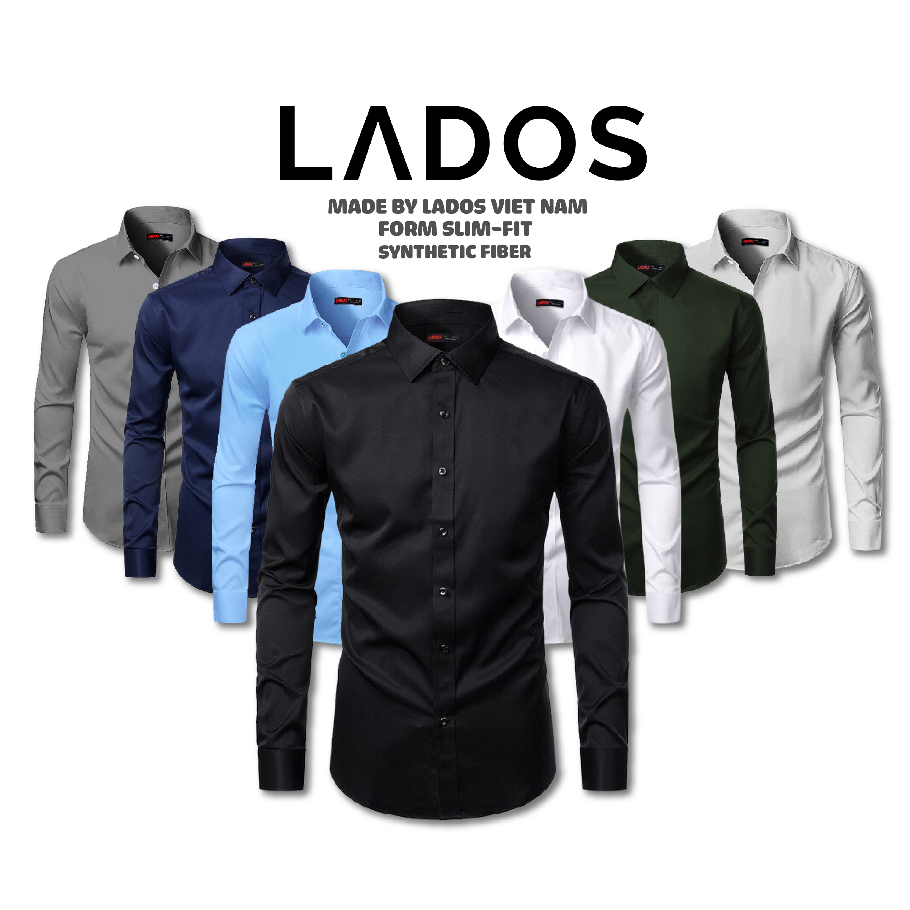 Shirt male long-sleeved high-grade fabric anti-wrinkle lados-1779, soft quality form đẹp