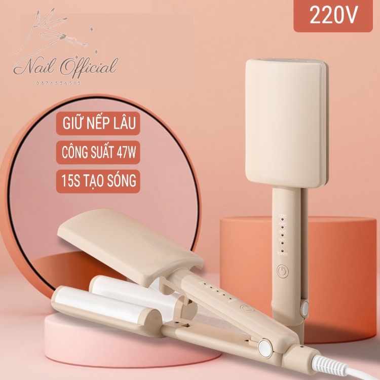 Máy uốn tóc, làm xoăn tóc 3 trục tạo lượn sóng, máy bấm tóc gợn sóng nhỏ phong cách hàn quốc-cn21