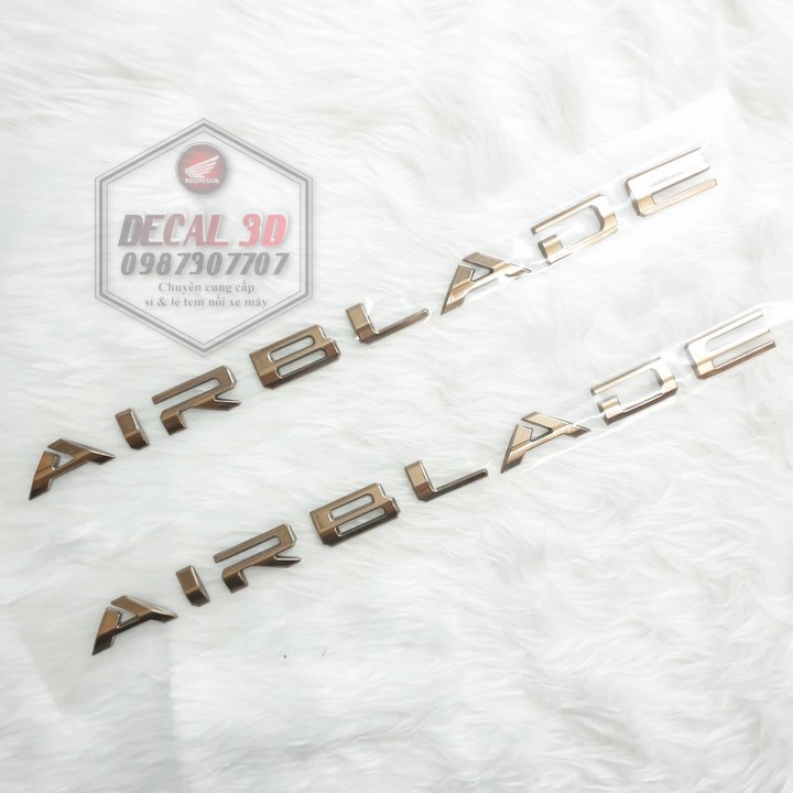Decal 3d chữ nổi honda air blade 2020 màu vàng hàng zin cực đẹp | tem ab