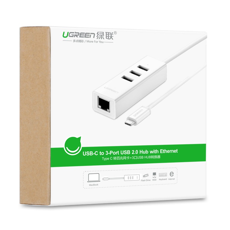 Cáp chuyển đổi usb type c sang lan + hub usb ugreen 20792 - usb to lan chuẩn c