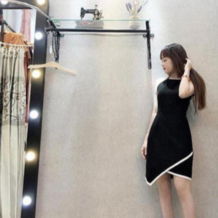 Đầm Body Hai Dây Cổ Yếm Phối Viền Thời Trang Chất Co Giản Tốt