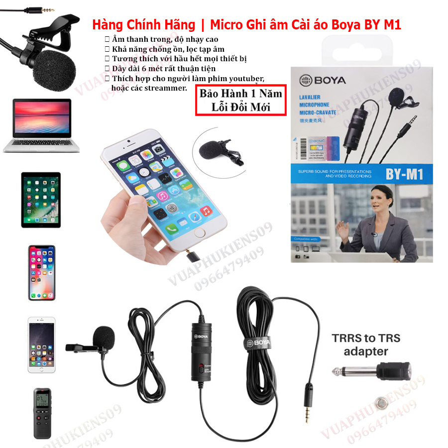 BOYA BY M1 thu âm livetream cho điện thoại, máy tính , máy ảnh, DSLR