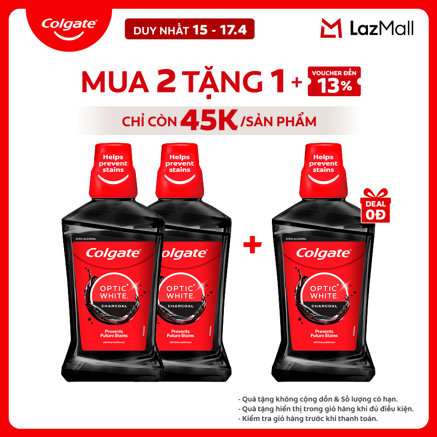 [Chỉ 15-17.4_Mua 2 tặng 1] Bộ 2 nước súc miệng Colgate diệt khuẩn, không cồn 500ml/ chai