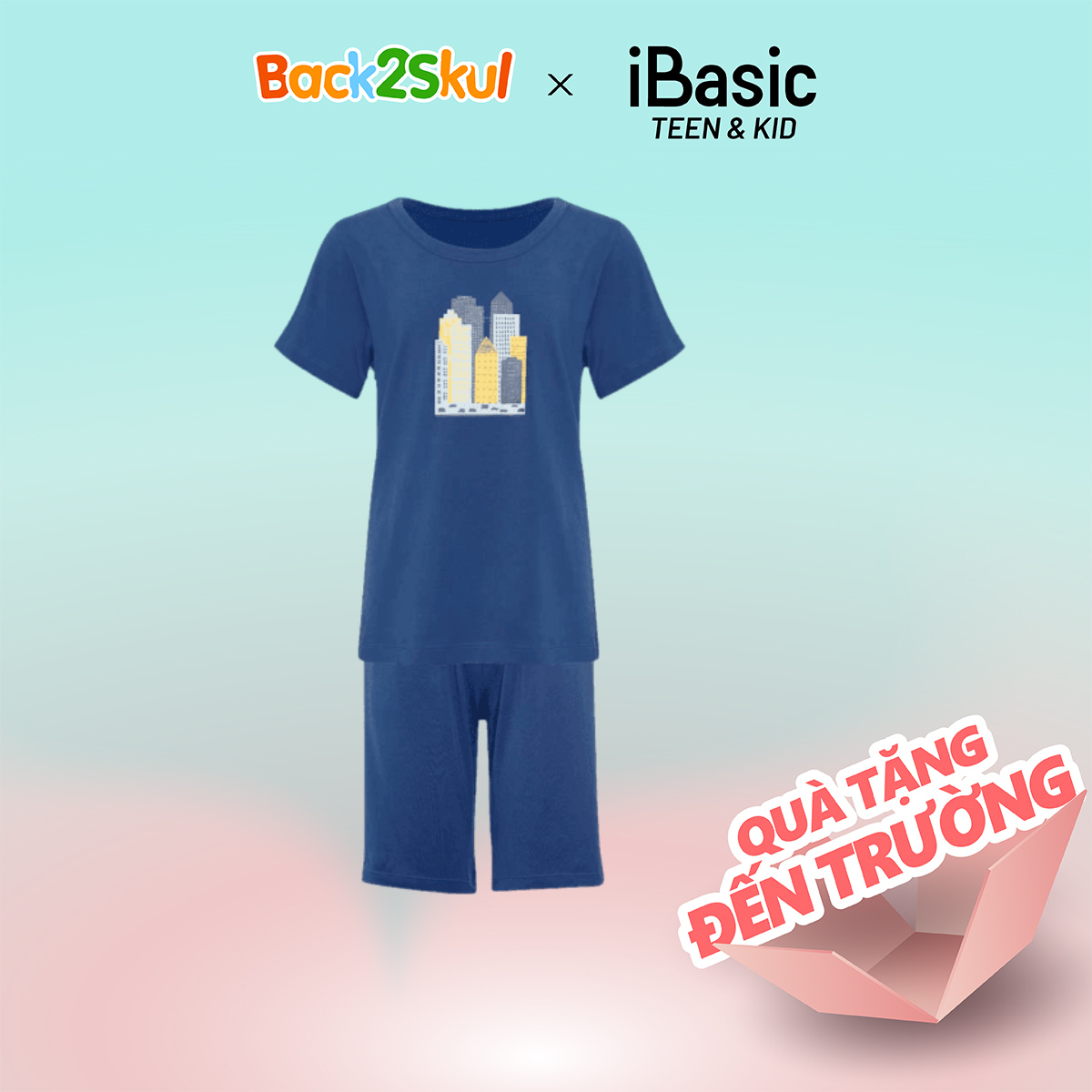  Đồ bộ mặc nhà iBasic cotton USA kháng khuẩn mặc nhà bé trai tay ngắn hình in HOMB007T và quần HOMB007B 