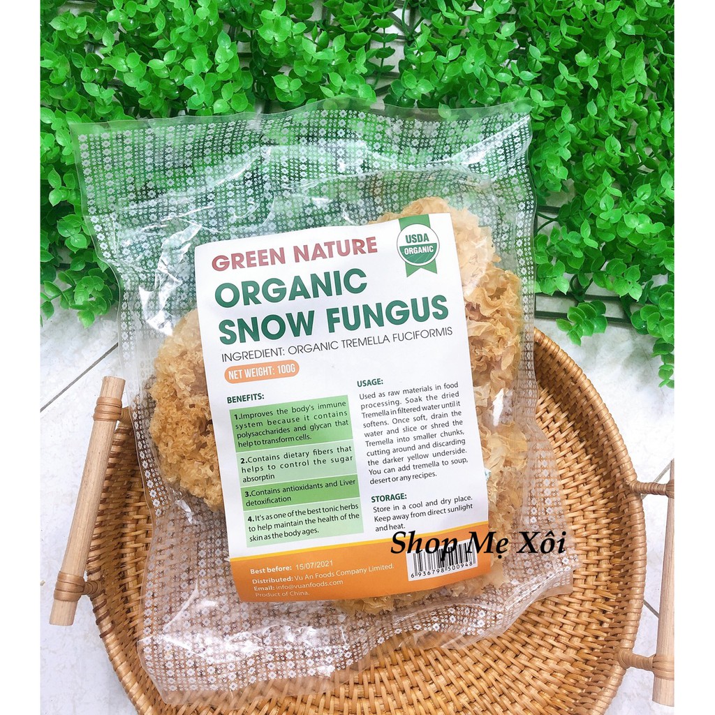 Nấm tuyết hữu cơ nấu soup cho bé Green nature - 3 bông nguyên túi