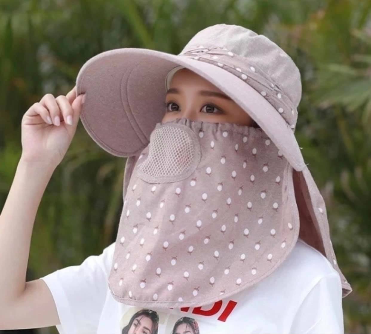 Mũ chống nắng kèm khẩu trang, mũ chống nắng rộng vành, mũ chống nắng có khẩu trang, mũ chống nắng chống tia uv, mũ chống nắng rộng vành gấp gọn –Shoptuankiet