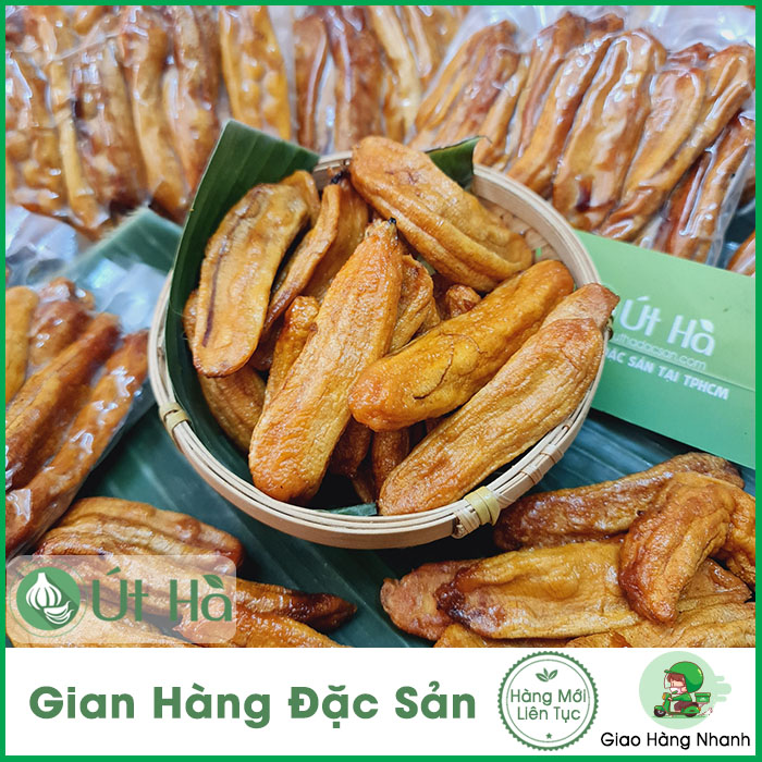 Chuối Sấy Dẻo Nguyên Trái Bịch 200gr Ngon Thanh Dẻo Ngon Tự Nhiên - Út Hà Đặc Sản