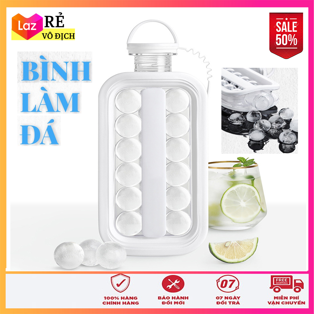 Bình làm đá viên đa năng vừa làm bình nước 1400ml vừa làm được 18 viên đá tròn chất liệu cao cấp chịu nhiệt tốt - siêu tiện dụng