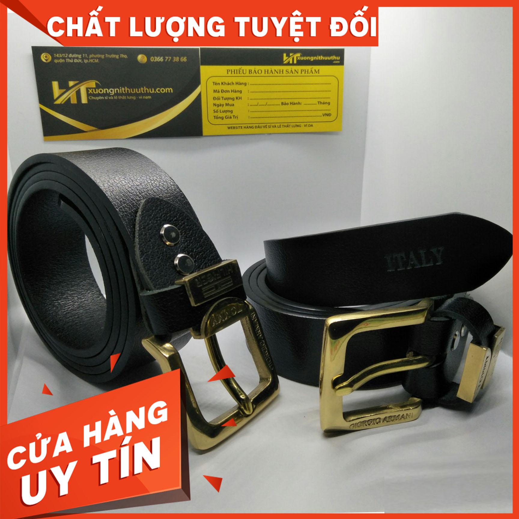 Dây Nịt Nam - Thắt Lưng Nam Da Bò Thật 100% Mặt Bằng Đồng Thau Nguyên Khối Màu Đen Lịch Lãm - Giảm Giá Sốccccc