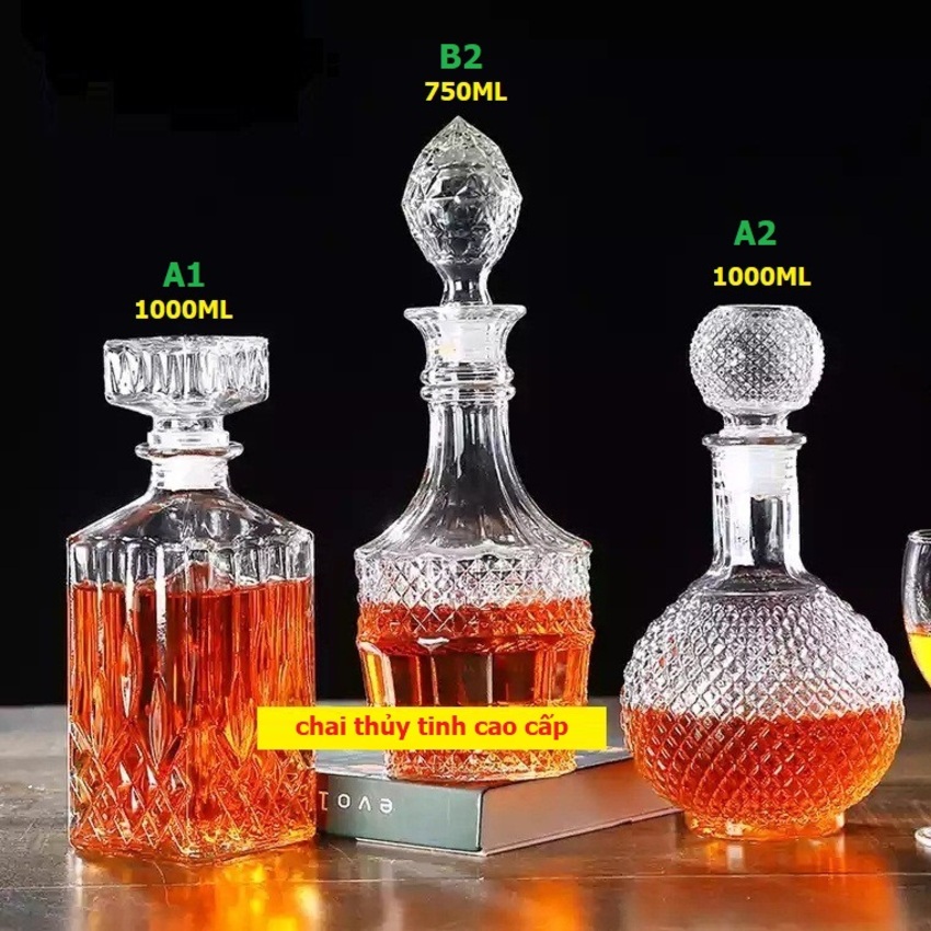 Chai đựng rượu thủy tinh mẫu a1, a2 , b2 – vỏ chai rượu đẹp - bình đựng rượu độc lạ