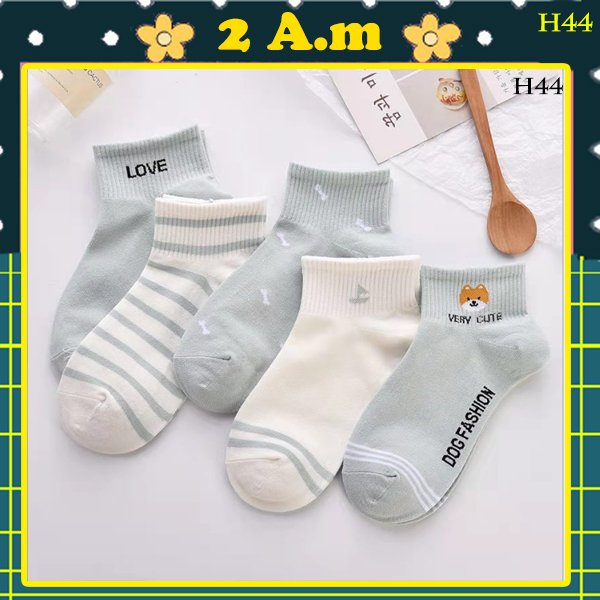 Tất Vớ Nữ Cổ Ngắn Họa Tiết Shiba Thời Trang Unisex Style Hàn Quốc