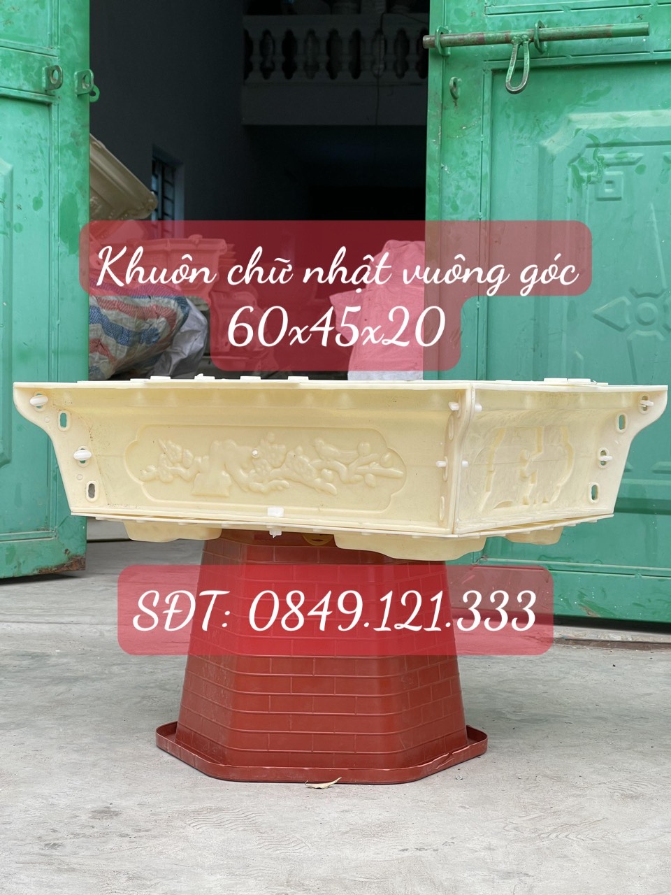 Khuôn đúc chậu chữ nhật vuông góc 60x45x20cm nhựa abs,có lòng trong