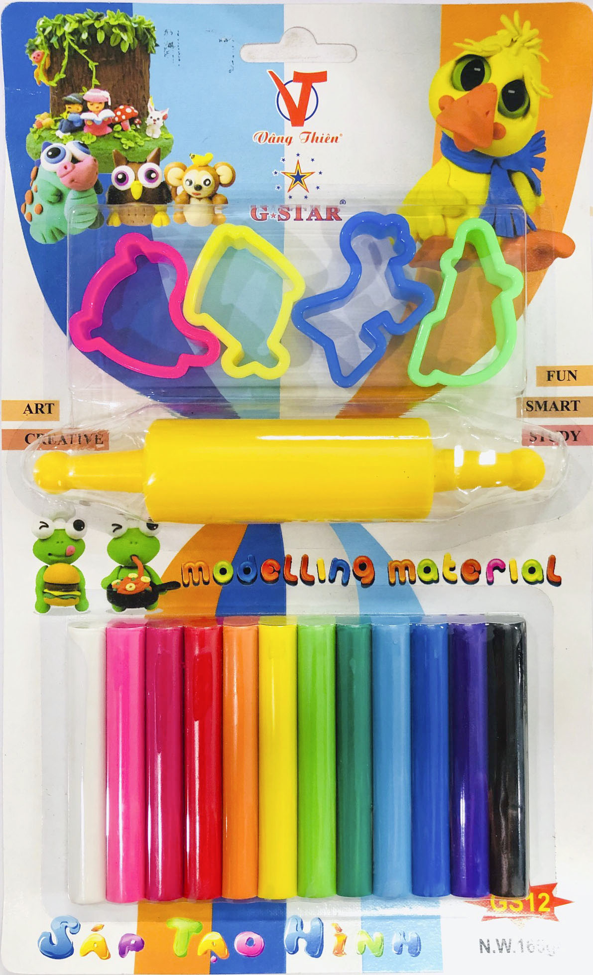 ĐẤT SÉT( NẶN)  12 MÀU có khuôn và lăn THA HỒ CHO BÉ SÁNG TẠO PHÁT TRIỂN TRÍ NÃO