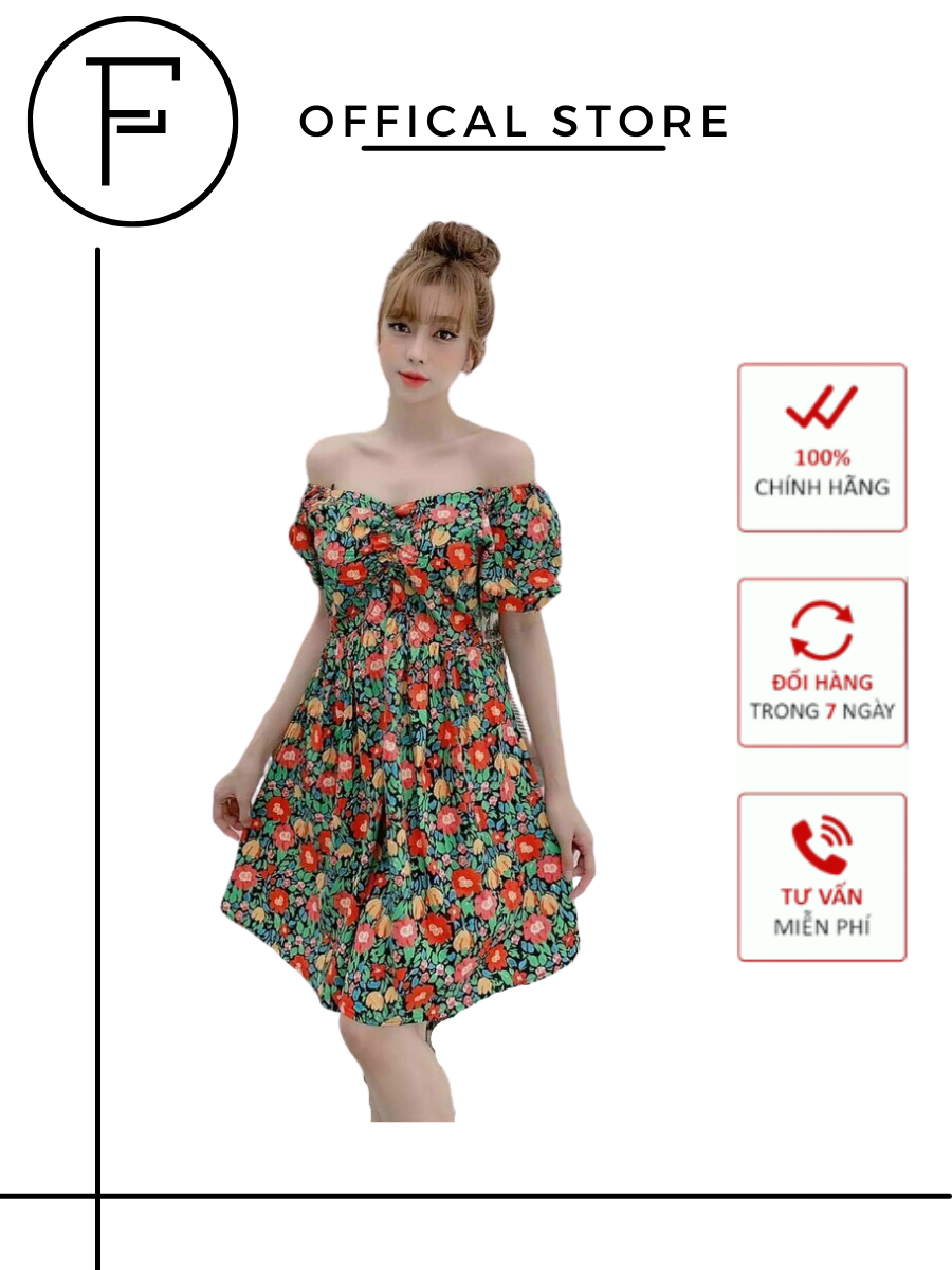 Đầm nữ F0103 đẹp kiểu dáng đầm hoa xòe nhún ngực FEAT FASHION mẫu mới , chất liệu Thun lụa in 3D cao cấp , sang trọng thanh lịch gợi cảm