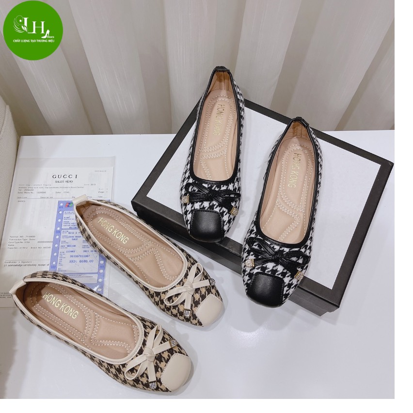 [ Giày búp bê ] Giày búp bê caro nữ 2021 Lehieushose (Hàng chất), siêu êm, giá sốc