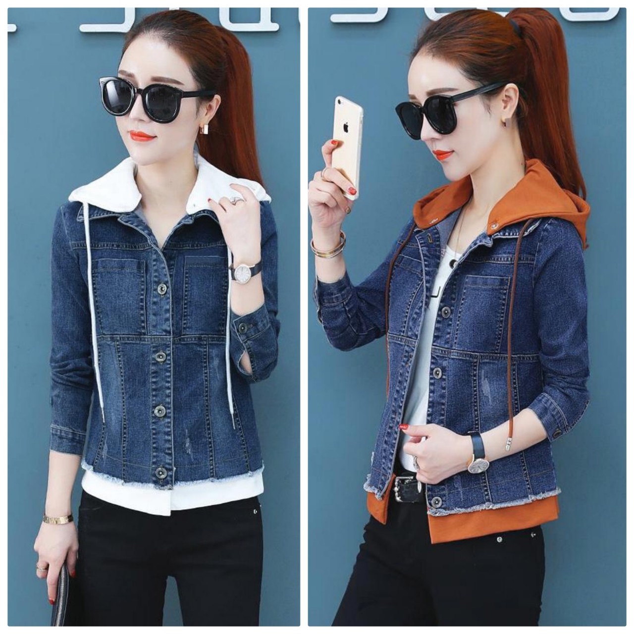 Áo khoác jean phối nón năng động ngoctranshop - nt1094
