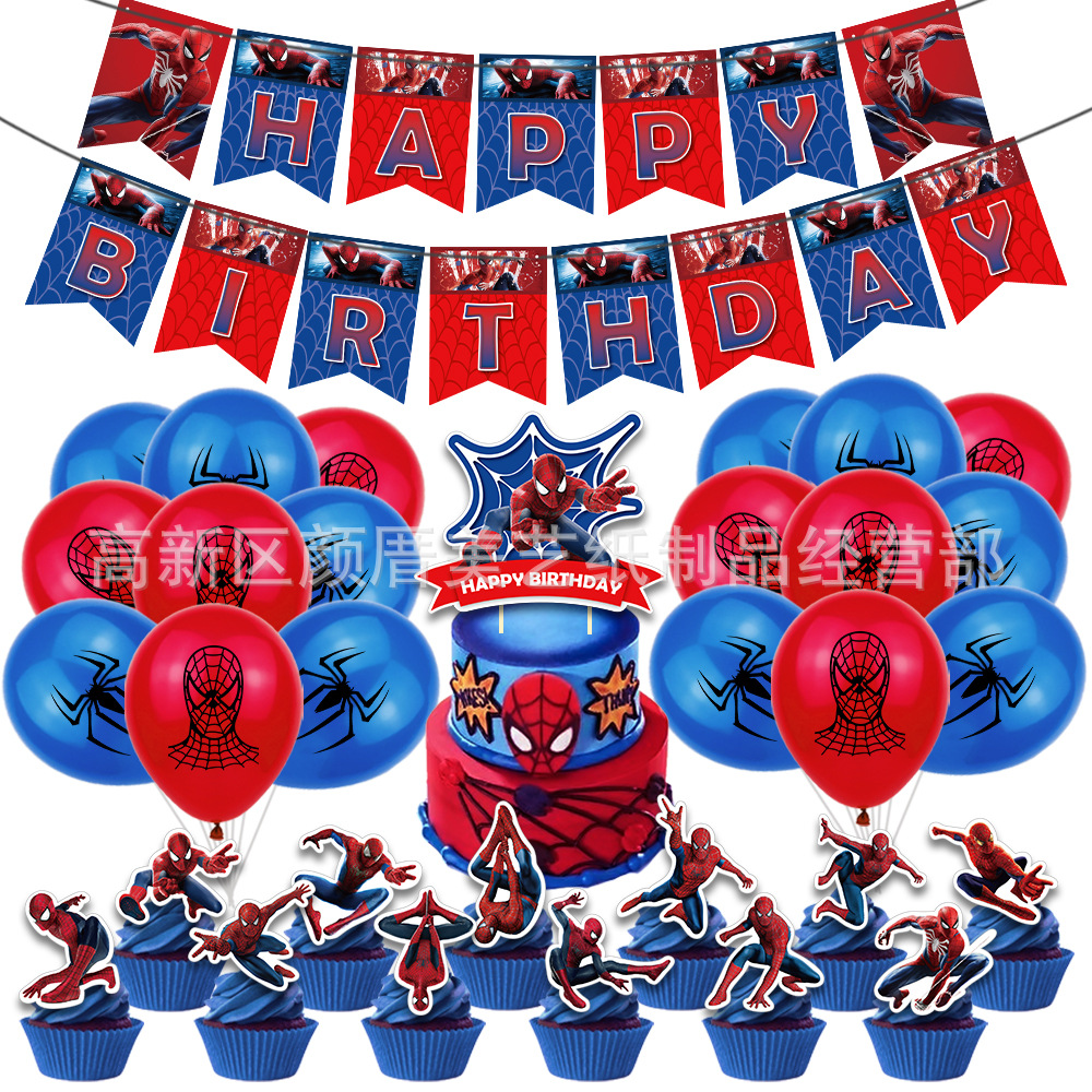 Set trang trí sinh nhật bé trai siêu nhân người nhện , siêu anh hùng