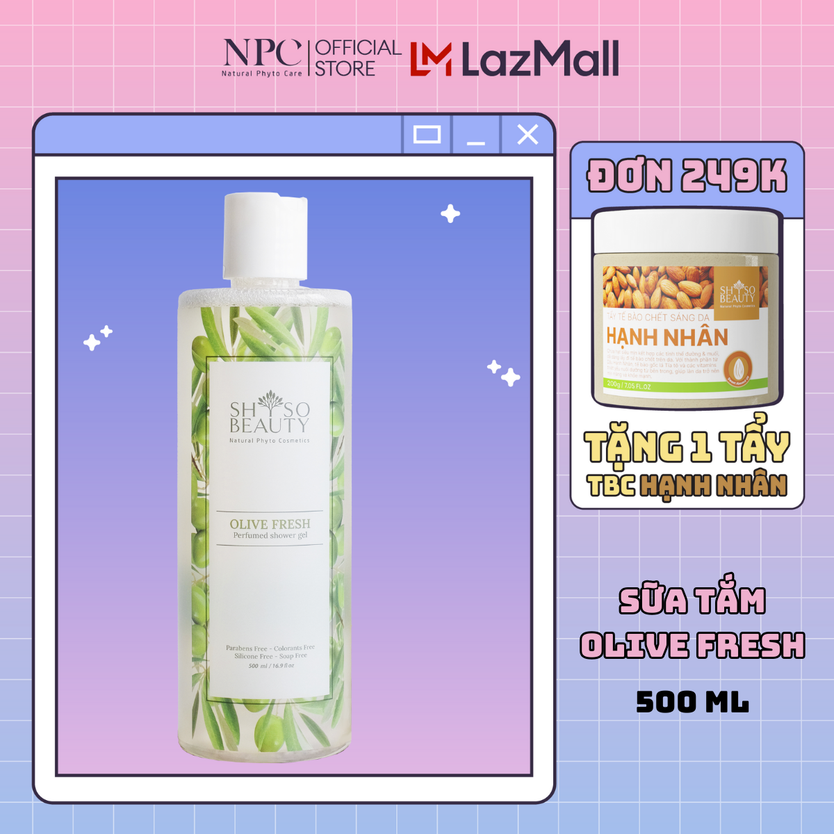 Sữa tắm nước hoa shso beauty olive fresh chai 500ml - npc phar