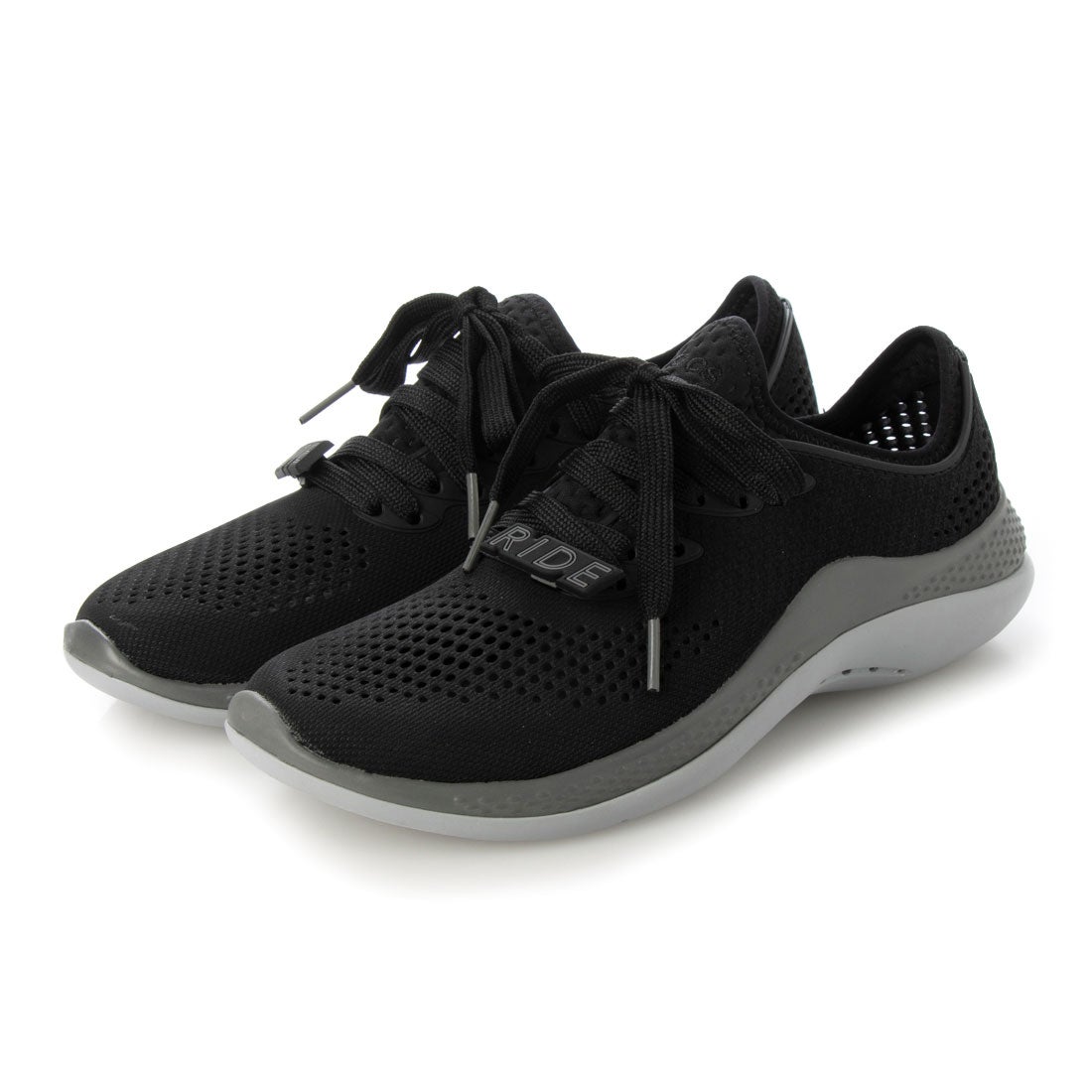 Giày nhựa đi mưa crocs literide pacer 360 buộc dây cho cả nam và nữ màu đen