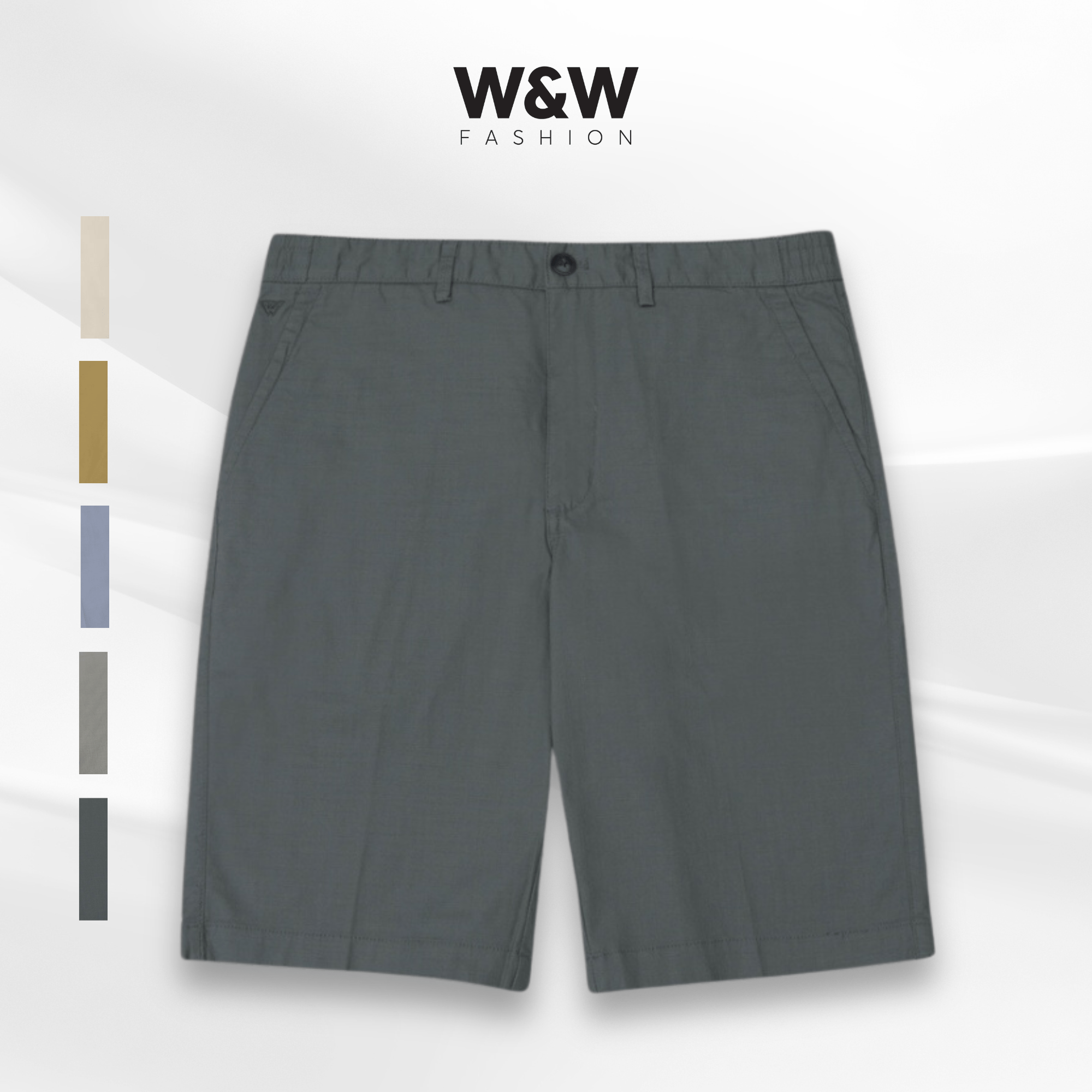 Quần short thể thao nam w&w dáng regular thiết kế lưng chun và cạp co giãn lịch lãm, vải thấm hút mồ hôi, mềm mại wks33r