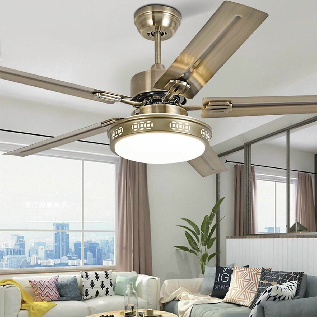 Quạt Trần Có Đèn LED, Có Điều Từ Xa Động Cơ DC 2 Chiều Gió Tiết Kiệm Điện - Công Xuất 90W [Bảo Hành 6 Năm]