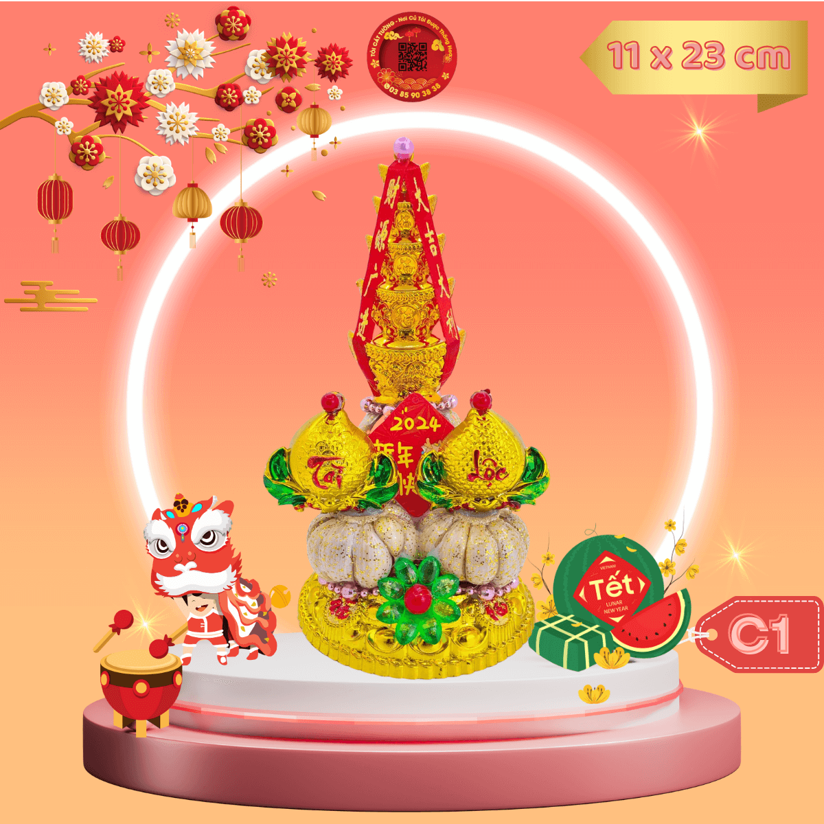 Đĩa tỏi thần tài tháp vàng phúc lộc chuẩn phong thủy - TỎI CÁT TƯỜNG