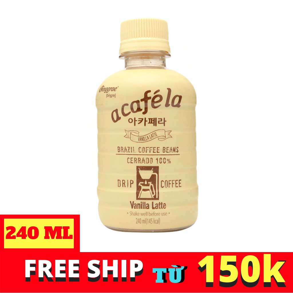 Cà phê sữa acafela binggrae vị vanilla latte chai 240ml