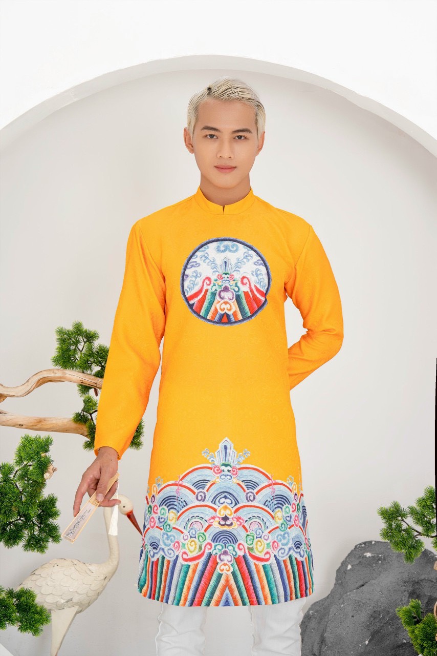 Áo dài nam cách tân vải gấm/rafta cao cấp 2023