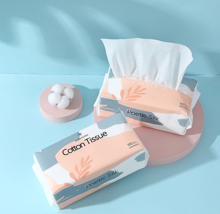 Gói 100 tờ khăn giấy cotton lau mặt đa năng