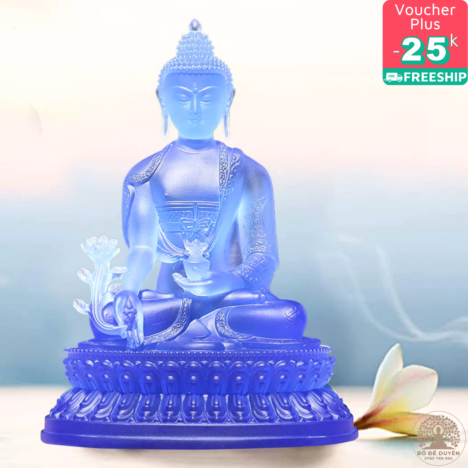 Tượng phật dược sư, tượng phật mật tông thờ cúng, để taplo ô tô composite lưu ly 11 cm
